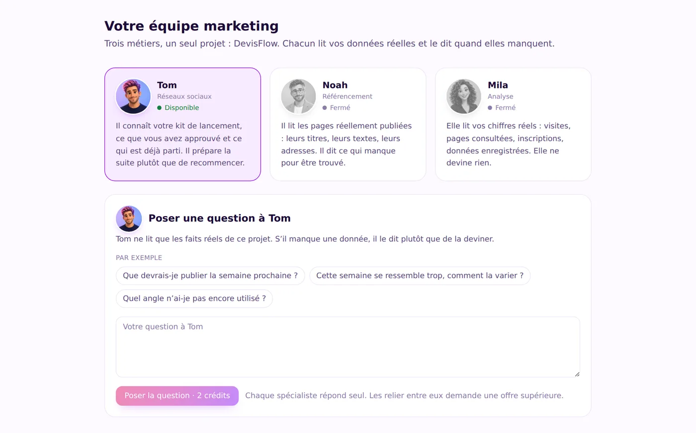 Lancement et équipe marketing